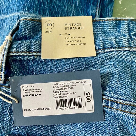 Universal Thread Vintage Stretch Straight Leg Jeans Women's 00 Short NEW NTW - Picture 6 of 10